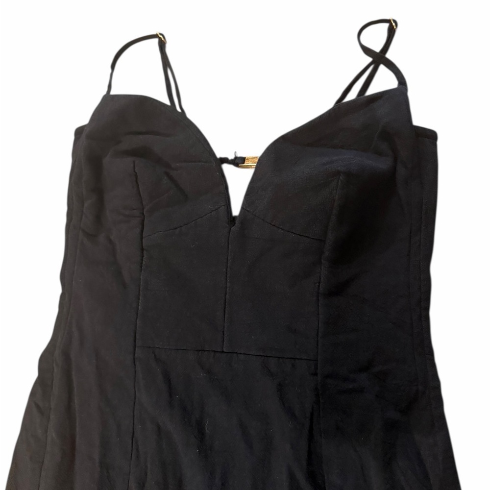 VIX Paula hermanny Long Corset Dress Resort Black Dress Gold Accents Summer